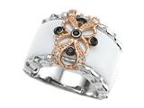 Carlo Viani® 925 Sterling Silver White Agate Ring with White Topaz and Smoky Quartz Gems
