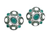 Carlo Viani® 925 Sterling Silver Silver Earrings, Mix of White Sapphire, Tsavorite, White Agate, and Onyx