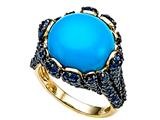 Carlo Viani® 7mm Blue Turquoise Ring with Blue Sapphires