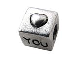 Zable™ Sterling Silver Cube with Heart "You" Bead / Charm