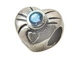 Zable™ Sterling Silver March Birthstone Heart Bead / Charm