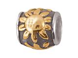 Zable™ Sterling Silver Gold Sunflower Barrel Bead / Charm