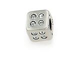 Zable™ Sterling Silver Cube with White Stones Bead / Charm