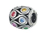 Zable™ Sterling Silver Loops With Multicolor Crystals Pandora Compatible Bead / Charm