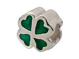 Zable™ Sterling Silver Green Enamel Clover Bead / Charm