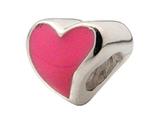 Zable™ Sterling Silver Large Pink Enamel Heart Bead / Charm