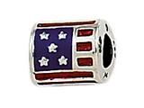 Zable™ Sterling Silver USA Enamel Flag Bead / Charm