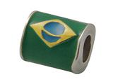Zable™ Sterling Silver Brazil Enamel Flag Bead / Charm