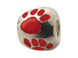 Zable™ Sterling Silver Red Enamel Paw Print Bead / Charm