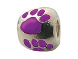 Zable™ Sterling Silver Purple Enamel Paw Print Bead / Charm