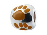 Zable™ Sterling Silver Brown Enamel Paw Print Bead / Charm