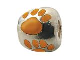 Zable™ Sterling Silver Orange Enamel Paw Print Bead / Charm