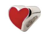 Zable™ Sterling Silver Large Red Enamel Heart Bead / Charm