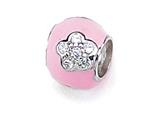 Zable™ Sterling Silver Pink Enamel with CZ Flower Bead / Charm
