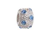 Zable™ Sterling Silver March Crystal Ball Non-oxidized Bead / Charm