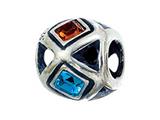 Zable™ Sterling Silver Squares Multicolor Crystals Pandora Compatible Bead / Charm