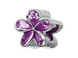 Zable™ Sterling Silver Purple Plumeria With CZ Pandora Compatible Bead / Charm