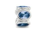 Zable™ Sterling Silver Bezel Set Ovals March Pandora Compatible Bead / Charm