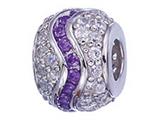Zable™ Sterling Silver Purple White CZ Wave Bead / Charm