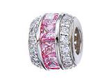 Zable™ Sterling Silver Pink and White CZ`s Pandora Compatible Bead / Charm