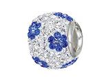 Zable™ Sterling Silver Blue Flower Pandora Compatible Bead / Charm
