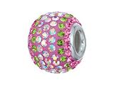 Zable™ Sterling Silver 2-tone Pink/peridot Pandora Compatible Bead / Charm