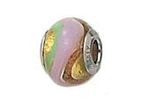 Zable™ Sterling Silver Gold Green/Pink/Copper S Murano Glass Bead / Charm