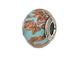 Zable™ Sterling Silver Light Blue with Copper Murano Glass Bead / Charm