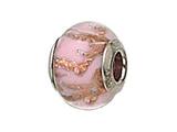 Zable™ Sterling Silver Pink with Copper Glitter Murano Glass Bead / Charm