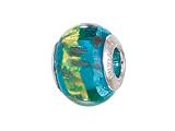 Zable™ Sterling Silver Blue with Gold/Copper Glitter Murano Glass Bead / Charm