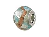 Zable™ Sterling Silver Silver Blue/Copper Zigza Murano Glass Bead / Charm