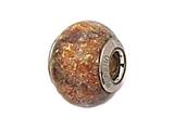 Zable™ Sterling Silver Gold Copper with Black Swirl Murano Glass Bead / Charm