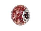 Zable™ Sterling Silver Red with Copper Glitter Murano Glass Bead / Charm