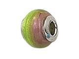 Zable™ Sterling Silver Pink/Green Murano Glass Bead / Charm