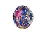 Zable™ Sterling Silver Blue/Multicolor Flowers Murano Glass Bead / Charm