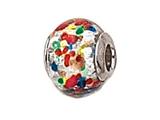 Zable™ Sterling Silver Slver with Multicolor Dot Murano Glass Bead / Charm