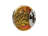 Zable™ Sterling Silver Murano Glass-Red/Gold Fl Bead / Charm