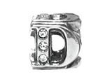 Zable™ Sterling Silver Cz Initial "D" Bead / Charm