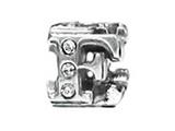 Zable™ Sterling Silver Cz Initial "F" Bead / Charm