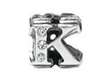 Zable™ Sterling Silver Cz Initial "K" Bead / Charm