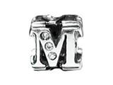 Zable™ Sterling Silver Cz Initial "M" Bead / Charm