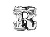 Zable™ Sterling Silver Cz Initial "R" Bead / Charm