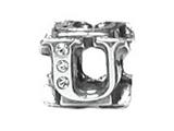 Zable™ Sterling Silver Cz Initial "U" Bead / Charm