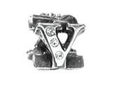 Zable™ Sterling Silver Cz Initial "V" Bead / Charm