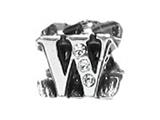 Zable™ Sterling Silver Cz Initial "W" Bead / Charm