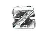 Zable™ Sterling Silver Cz Initial "Z" Bead / Charm