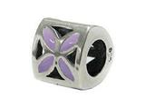 Zable™ Sterling Silver Tri Flower Lavendar Bead / Charm