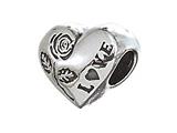 Zable™ Sterling Silver Heart W/rose and Love Bead / Charm