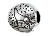 Zable™ Sterling Silver Wolf Howling At Moon Bead / Charm