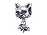 Zable™ Sterling Silver Cat With Mouse Bead / Charm